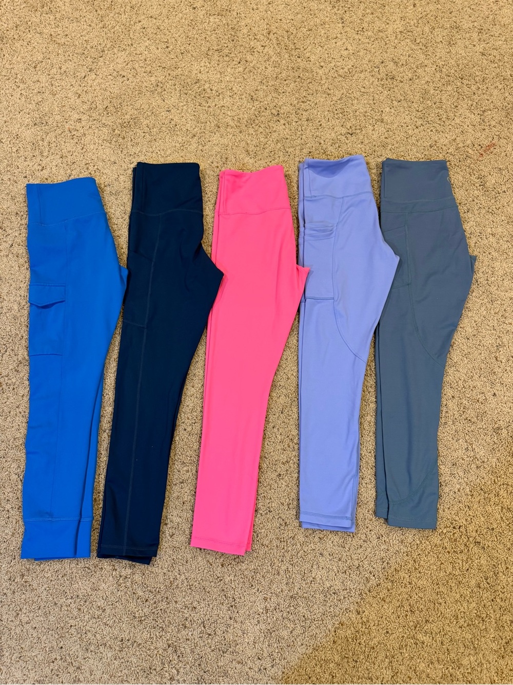 ZYIA Leggings Pack in Bright Blue, Navy, Hot Pink, Lavender, Slate